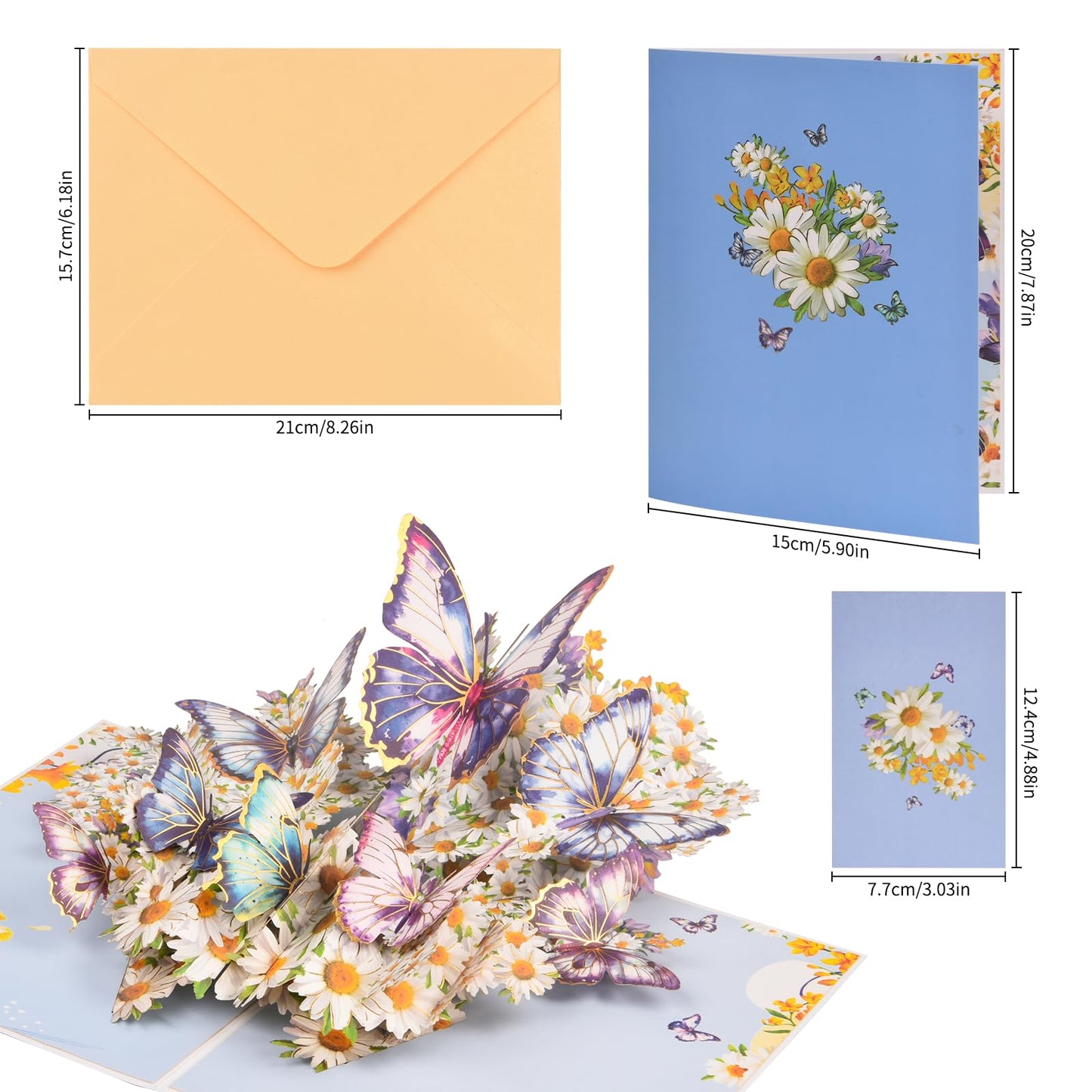 Fiamr 3D Pop Up Birthday Cards for Women -Butterfly Greeting Card, Gift for mother, wife, mom, friend, Girlfriend and sisters For Birthday, anniversary, Thinking of you, Get well - with notes and envelopes