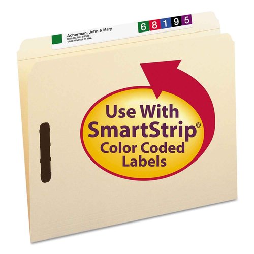 Smead Fastener File Folder, 2 Fasteners, Reinforced Straight-Cut Tab, Letter Size, Manila, 50 per Box (14513)