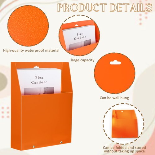 Teling 6-Piece Wall Mount File Holder No Drilling, 6 Colors: Red, Green, Blue, Black, Orange, Rose Red - Polypropylene (PP) Material - Wall Organizer, Letter Holder for Home, Office, School Supplies