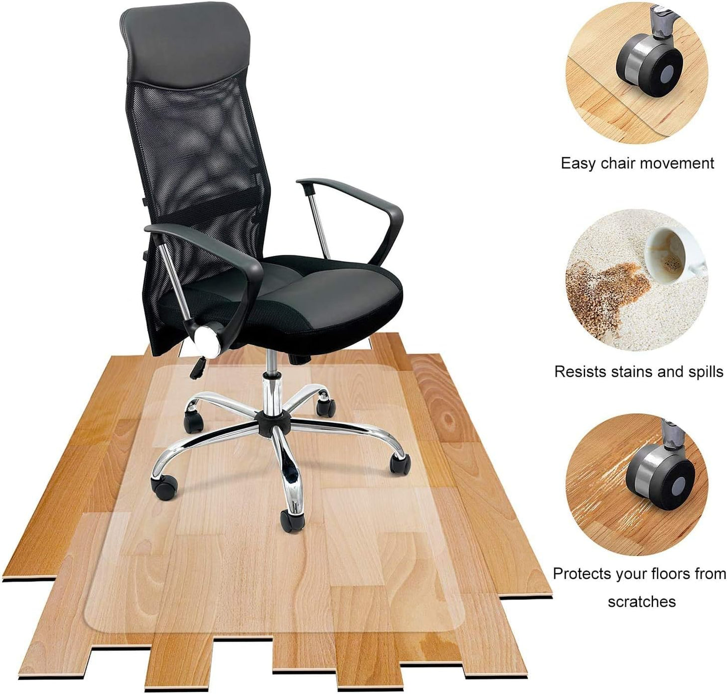 Azadx Office Chair Mat - Clear Plastic Protector for Hardwood Floors | 36" x 48" Easy Glide Design