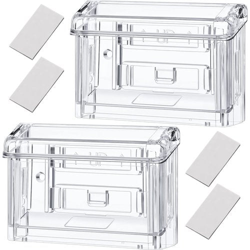 Vicenpal Outdoor Business Card Holder Clear Wall Mount Acrylic Business Card Box Included Peel and Stick for Office Store Trucks Wall Outdoor 4.25 x 1.46 x 2.87 inch(2 Pieces)