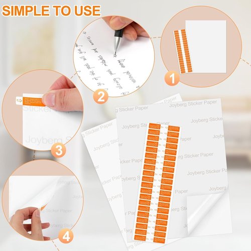 Printable Sticker Paper - 300 Sheets 8.5" x 11" Matte Full Sheet Labels for Inkjet Printers