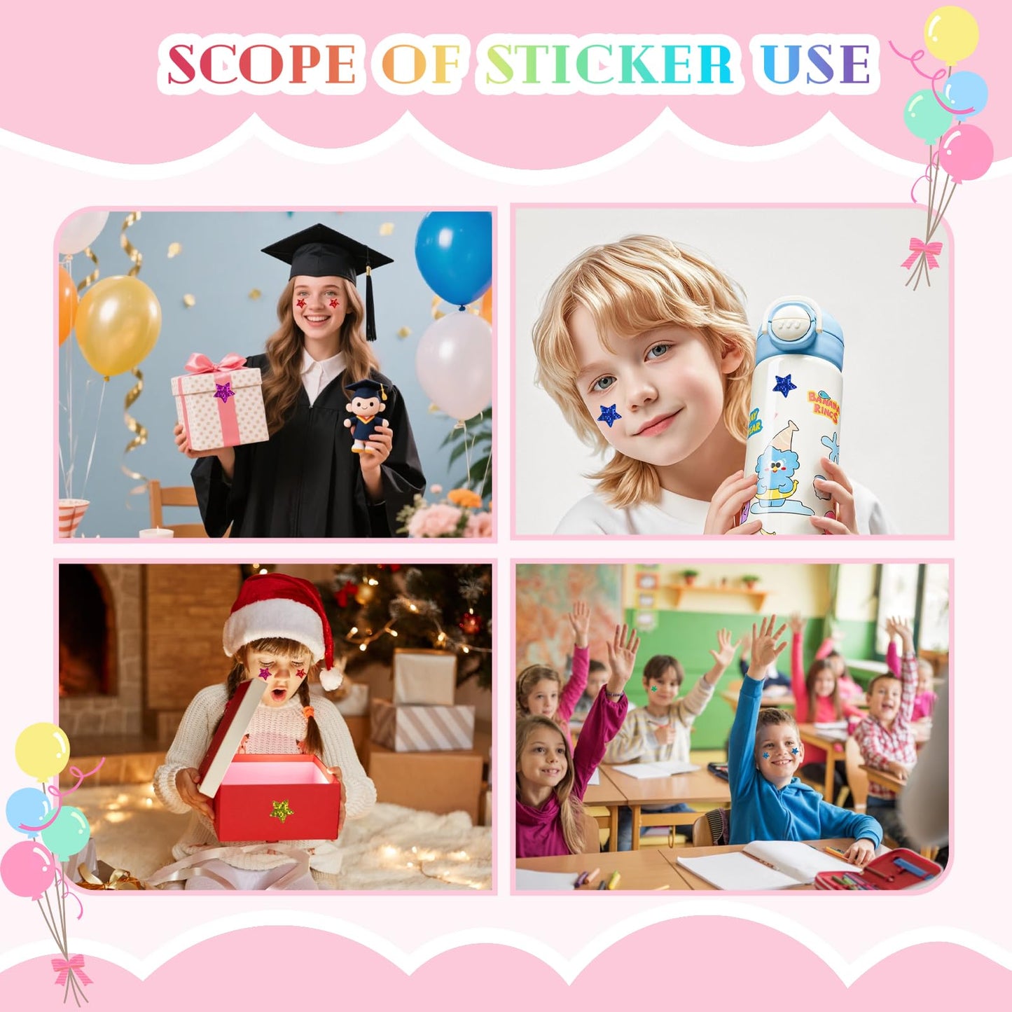 1400 Pcs Star Stickers (20 Sheets), Small Star Stickers Holographic Colorful for Student Reward, Planner Stickers for Teachers Classroom, Behavior Chart & Scrapbooking
