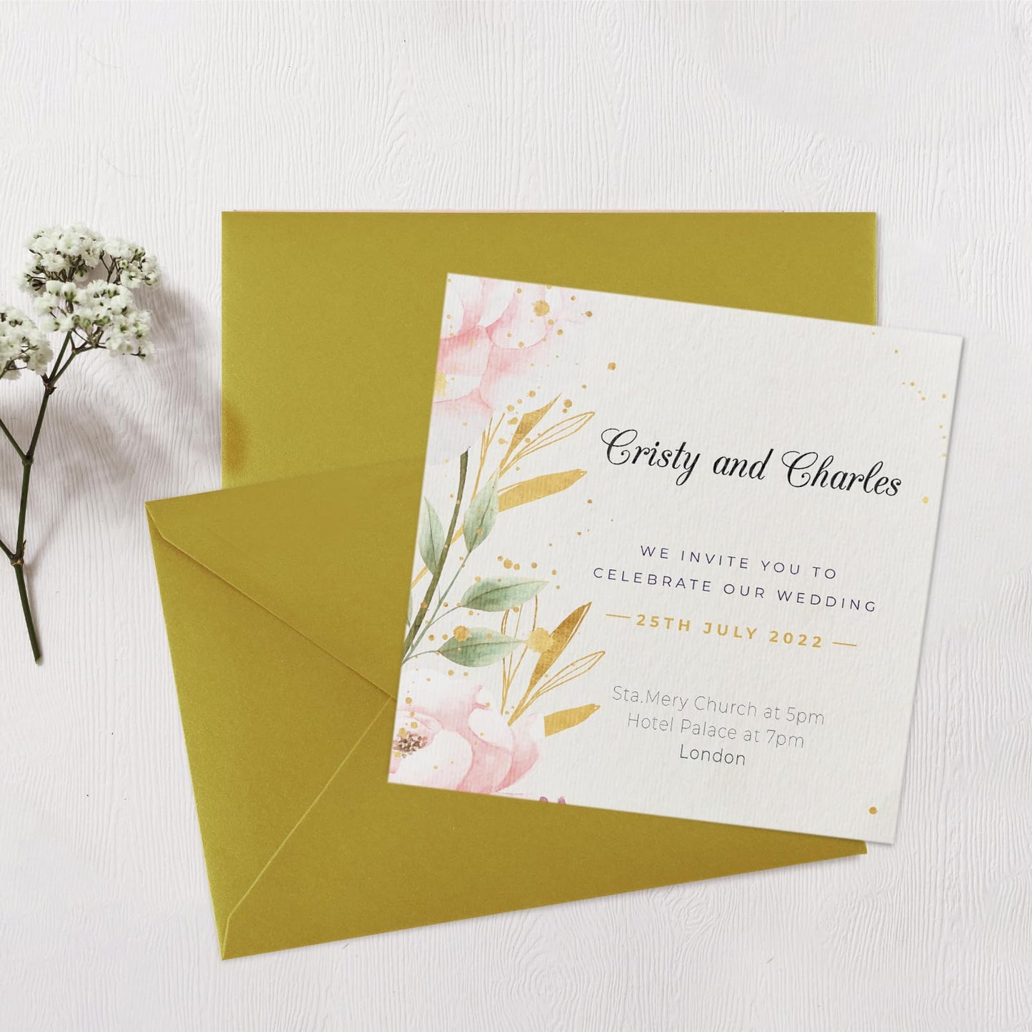 Granhoolm 100 Pack 5x7 Envelopes,A7 Invitation Envelopes V Flag 5.25 x 7 .25 for 5x7 Cards,Ideal For Invitations,Weddings,Parties,Greeting Cards,Photos(Gold Pearl Paper)