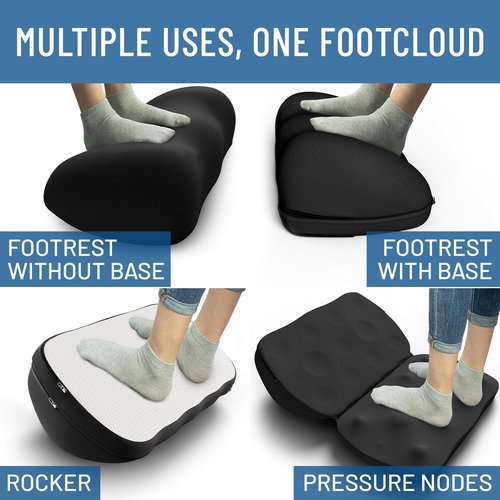 Everlasting Comfort Adjustable Cloud Foot Rest for Under Desk at Work with Pressure Point Nodes - Ergonomic Memory Foam Office Foot Stool & Desk Footrest for Gaming & Home Office