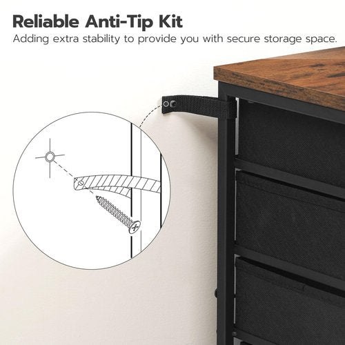 HOOBRO 5-Drawer Chest, File Cabinet, Office Cabinet with Drawers, Rolling Printer Stand, Filing Cabinet for Living Room, Home Office, Nonwovens Drawer, Easy Assembly, Black BFK50WJ01