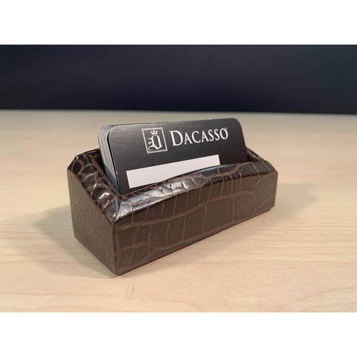 Dacasso Brown Crocodile Embossed Leather Business Card Holder