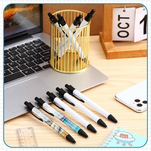 Yexiya Sublimation Pens Blank Heat Transfer Pen Sublimation Ballpoint Pen with Shrink Wrap White Aluminum Customized Clip Pen School Supplies for Christmas Office School Stationery Supplies (100 Sets)