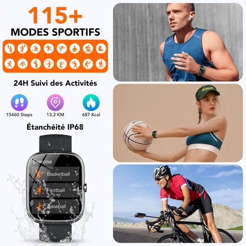 Smart Watch for Men Women (Answer/Make Calls), 1.91" HD Smartwatch with Heart Rate Monitor Sleep Monitor, IP68 Waterproof, 115+ Sports Activity Trackers with Pedometer, Fitness Watch for Android/iOS