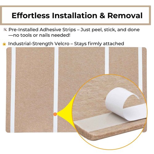 Foldable 72x 48 Inches Large Bulletin Board for Wall, Decorative Picture Display Felt Board with Self-Adhesive Tape for School, Home, Kitchen & Office Walls, Includes 30 Pins, Oatmeal