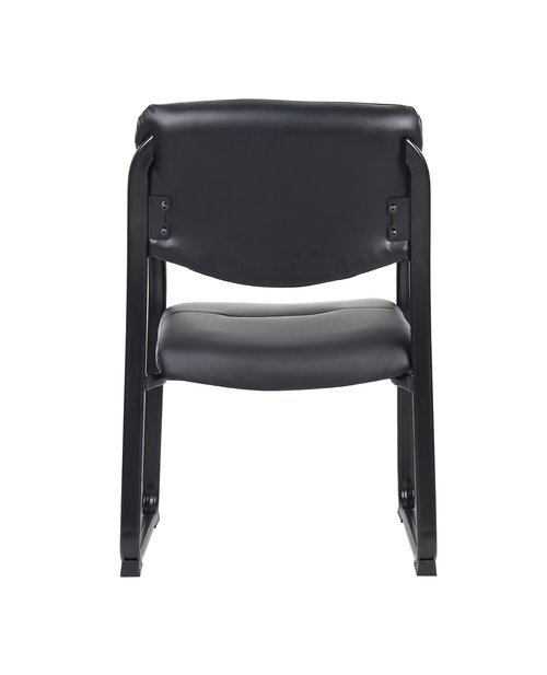 Boss Office Products Leather Sled Base Side Chair with Arms in Black