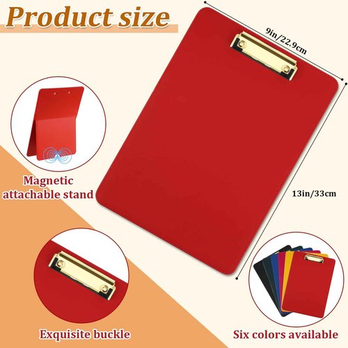 ReliThick 6 Pcs Magnetic Standing Clipboard Paper Holder Stand PU Leather Desktop Document Holder Foldable Clip Board with Magnetic Back and Metal Clip for Drawing Painting Desk Office