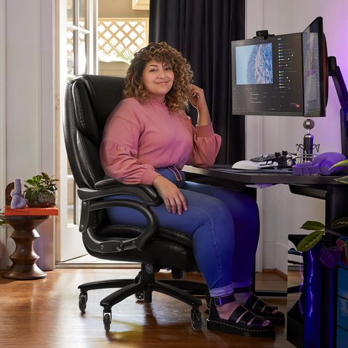 VITESSE 500lbs Heavy Duty Office Chair for Low Back Pain Relief, Big and Tall Office Chair with Ergonomic Lumbar Support, High Back Executive Chair with Quiet Rubber Wheel