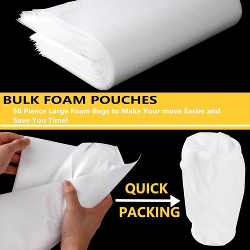 Foam Pouches by [Brand Name] - 50 Pack 16”x20” Cushion Bags for Safe Packing & Shipping Fragile Items