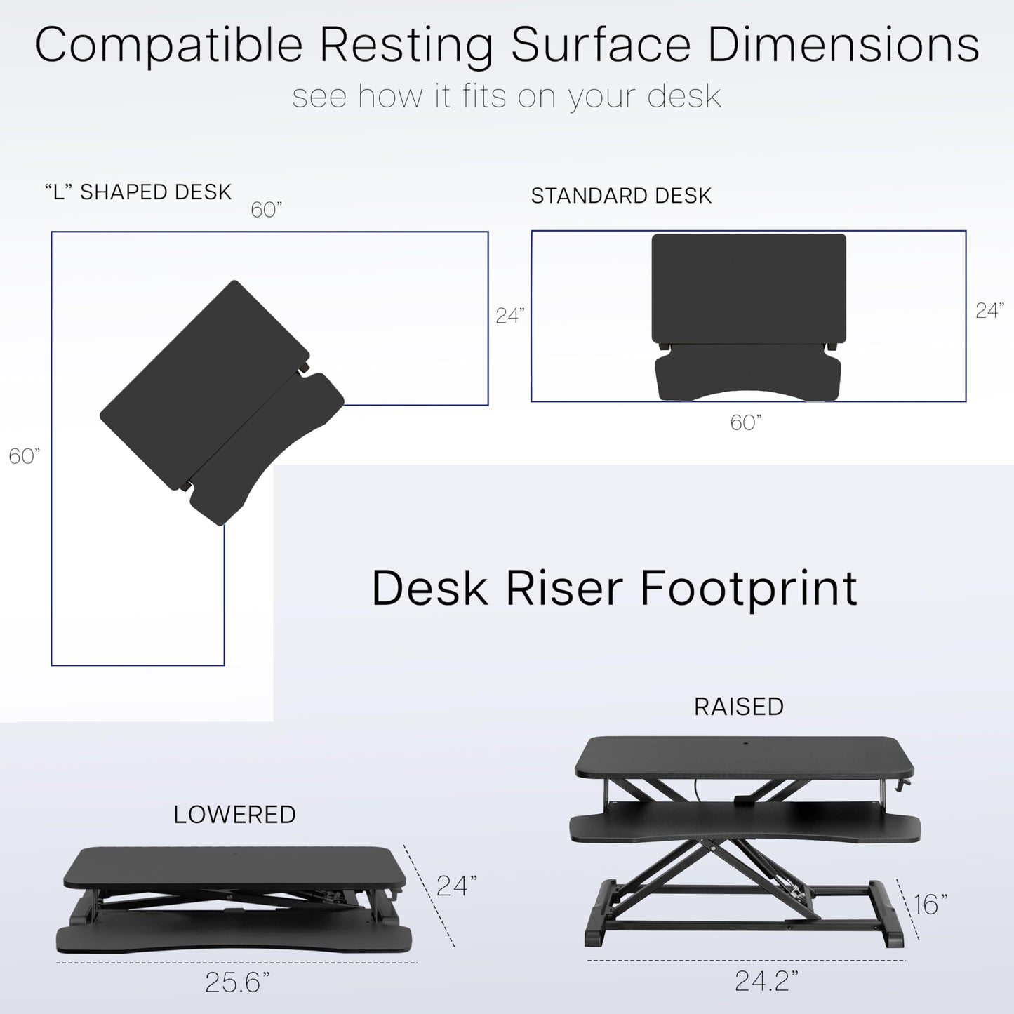 VIVO 26 inch Desk Converter, K Series, Height Adjustable Sit to Stand Riser, Dual Monitor and Laptop Workstation with Keyboard Tray, Light Wood Top, White Frame, DESK-V026KF