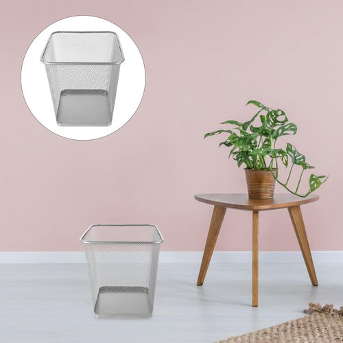 PRETYZOOM Mesh Wastebasket, Metal Wire Rectangular Trash can for Office Home, Small Garbage Can, 20x20x25cm