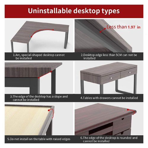 Siiboat Computer Desk Extender 29.5" x 9.45" Table Arm Elbow Support Collapsible Keyboard Tray for Square Tabletop - Carbon Fiber