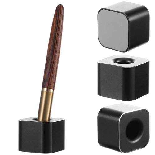 4 Pieces Single Pen Holder For Desk, Solid Metal Fountain Pen Stand, Square Pen Stand, Mini Pen Display Stand Toothbrush Holder, Desk Organizer Accessory, For Home, Office, Students, Teachers (Black)