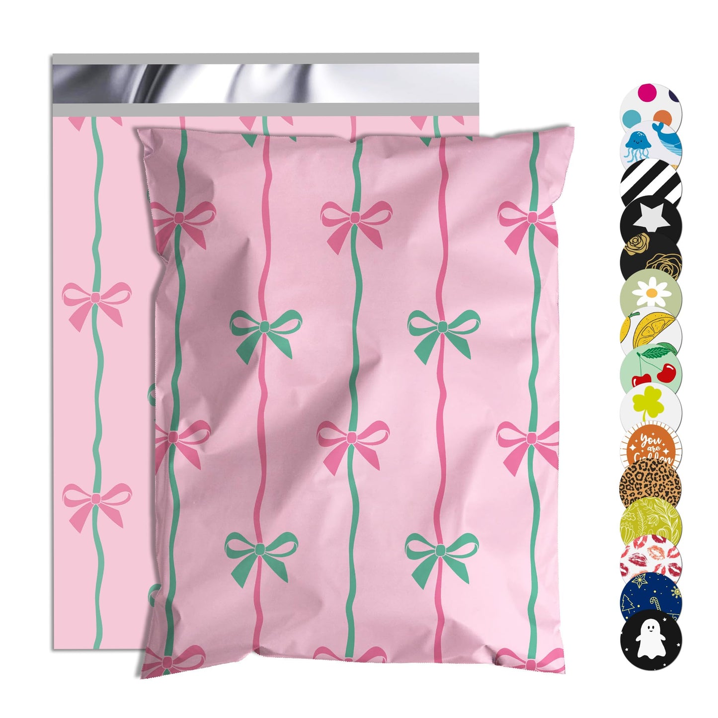 Jowlroel Poly Mailer 12x15.5 Inch 50 Pcs, Waterproof and Tear-Resistant Shipping Bags for Clothing, Cute Mailing Bags with Self-Seal, Bow Printed Packaging Bags for Small Business