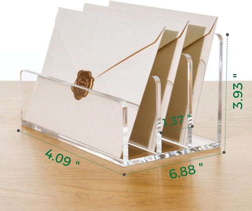 Clear Acrylic Mail Holder by [Brand Name] - Vertical Letter Sorter & Multifunction Desk Organizer for Bills and Documents