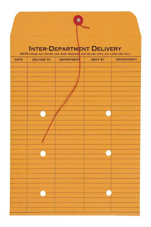 Quality Park 1-Side Print Inter-Department Envelopes, String-Tie, Brown Kraft, 9 x 12, 100 per Carton, (63462)
