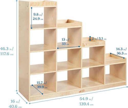 ECR4Kids Double-Sided Cube Storage Organizer - Versatile Classroom Furniture in Natural Finish