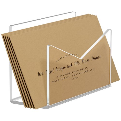 Bundle Set 2, Ktrio Acrylic Clear Brochure Holder 8.5 x 11 inches 2 Pack, Acrylic Mail Holder Clear Mail Organizer Countertop 6 x 2.5 x 4 Inches 1 Pack for Home Office School