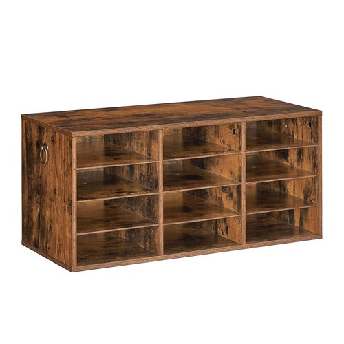 HOOBRO Countertop Mail Sorter Organizer, Wooden Literature Organizer, Student Mailbox for Classroom, Desktop Bill Organizer for Office Home School, 12 Compartments Rustic Brown FG43WF01