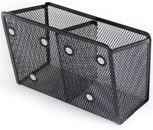 Snow Cooler Magnetic Pencil Holder - 2 Generous Compartments Magnetic Storage Basket Organizer - Extra Strong Magnets - Perfect Mesh Pen Holder to Hold Whiteboard, Locker Accessories