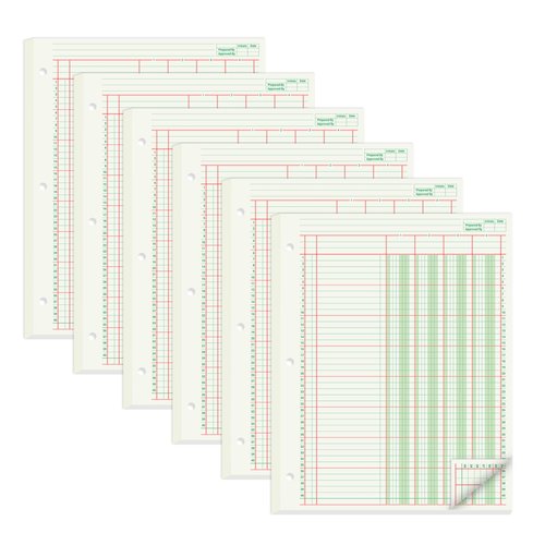 suituts 300 Sheets Columnar Analysis Pads 4 Column Accounting Paper, 8.5X11 Inch Ledger Paper for Bookkeeping, Accounting. 3 Hole Punch, Green(6 Pack, 50 Sheets/Pack)