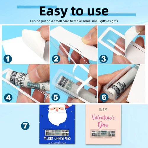 SBYURE 100 Pieces Clear Plastic Lip Balm Pouches Money Card Holder Money Cash Pouches with Adhesive for Cash, Gift Card, DIY Crafts (3.23"x1.14")