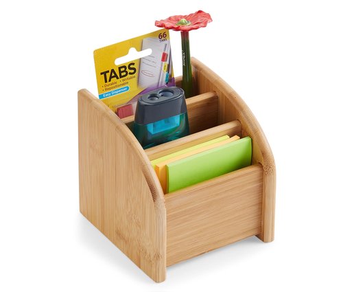 Bookaholic Desk Organizer 3 Tier Bamboo Mini Desk Storage for Office Supplies, Toiletries, Crafts, Great for Desk, Vanity, Tabletop in Home or Office Makeup Organizer