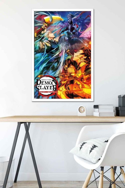 Trends International Demon Slayer - Key Visual 2 Wall Poster, 22.375" x 34", White Framed Version