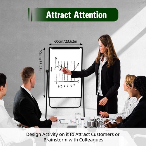 Rolling White Board with Stand, Double Sided Magnetic Dry Erase Boards Height Adjustable, Portable Standing Whiteboard for School Office Classroom Restaurant(36"×24")