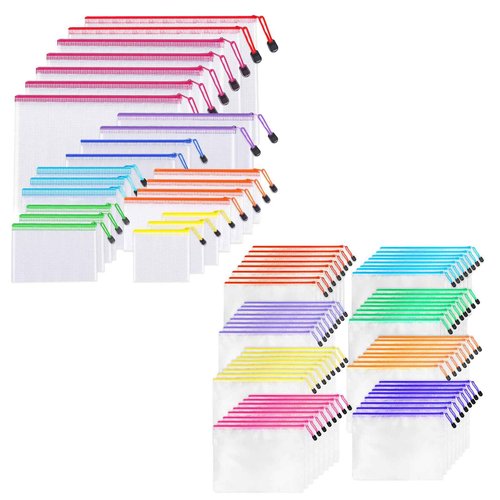 88pcs Mesh Zipper Pouch Bags - 8 Sizes Plastic Zipper Pouches for Organization, Mesh Bags with Zipper, Waterproof Clear Travel Pouches, UMETDO File Bag with Zipper for Office Supplies, Variety Pack