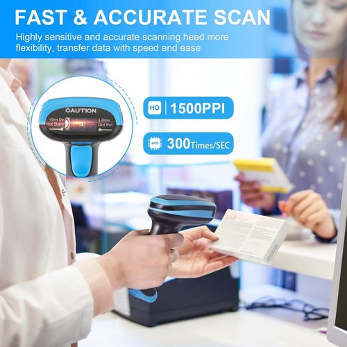 Onewscan Wireless 1D Laser Barcode Scanner - Plug and Play Handheld Reader with Stand & USB Connection