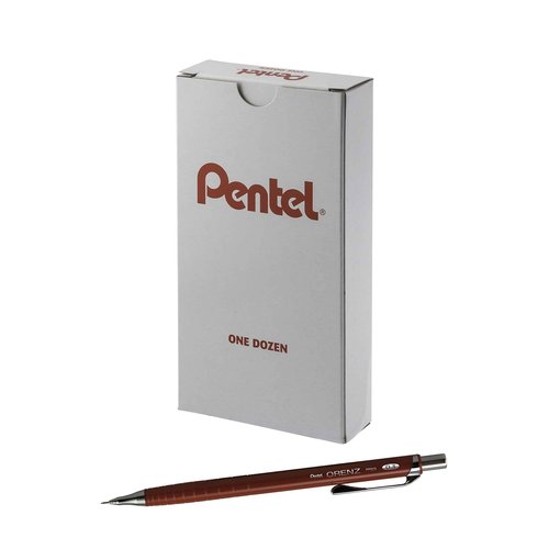 Pentel Orenz Mechanical Pencil 0.3Mm Extra Fine Line, Red Barrel, Box of 12 (PP503B)