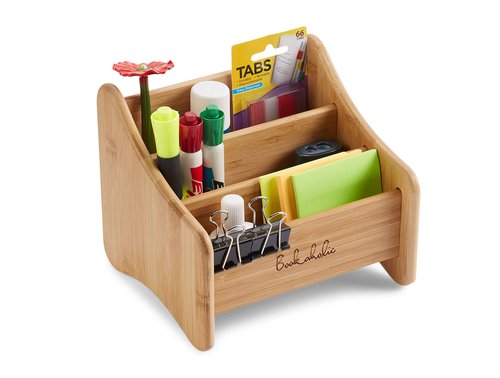 Bookaholic Desk Organizer 3 Tier Bamboo Desk Storage for Office Supplies, Toiletries, Crafts, Great for Desk, Vanity, Tabletop in Home or Office