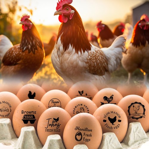 Terwex Custom Egg Stamps for Fresh Eggs - Personalized Egg Stamp with Your Unique Branding Marker - Long Lasting Egg Stamper for Farm Chicken Coop Farmer Rancher Gifts - Chicken Coop Accessories
