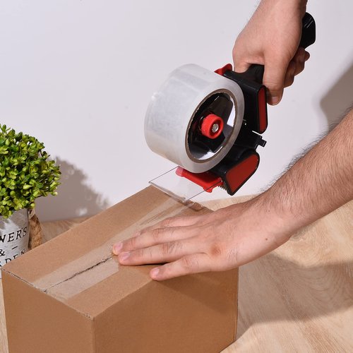 Zuvo Heavy Duty Tape Dispenser with 6 Clear Packaging Tapes - 48cm X 66m - Metal Dispenser for Moving Boxes, Warehouses or General Packing