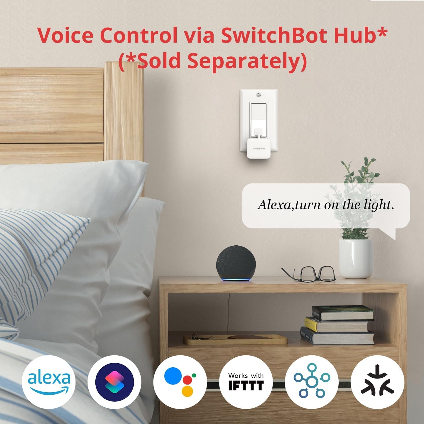 SwitchBot Rechargeable Smart Switch Button Pusher (Bluetooth) – Fingerbot for Rocker/One-Way Buttons, App Timer Control, No Wiring, Optional Hub for Voice/Remote, White