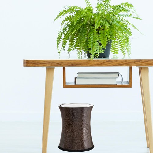 Bennett Swivel-A-Lid Small Trash Can, Metal Attractive 'Center-Inset' Designed Wastebasket, Modern Home Décor, Round Shape (Brown)
