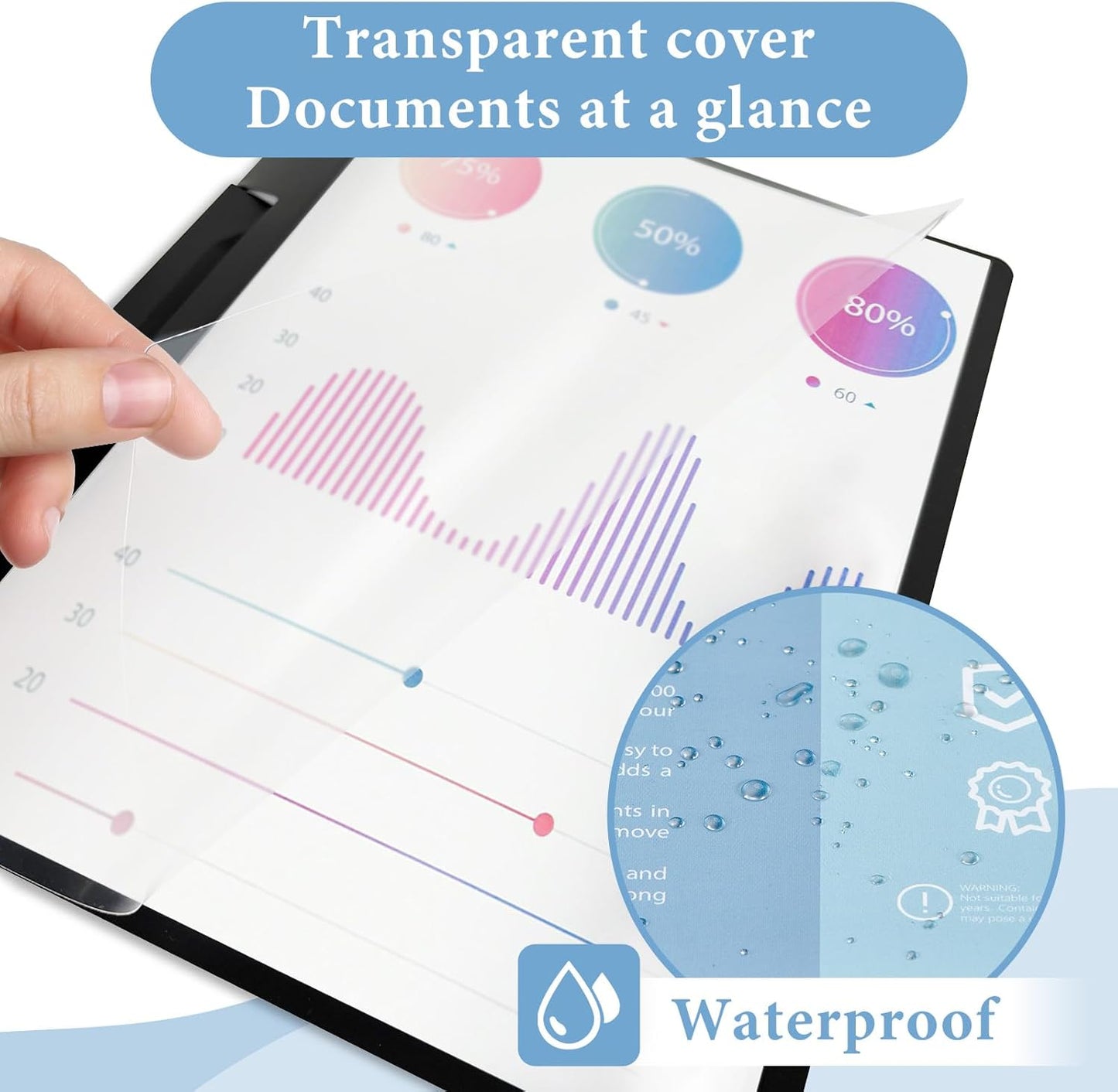 Swing Clip Report Covers - Professional Presentation Folders | Black, Clear Cover, 9 x 11.4 Inches, 3 Pack