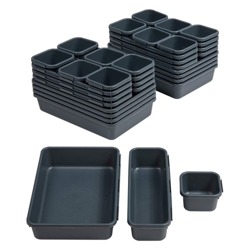 BYCY 32 PCS Desk Drawer Organizers - Interlocking Tool Boxes with 3 Sizes, Office, Bathroom, Kitchen, Makeup