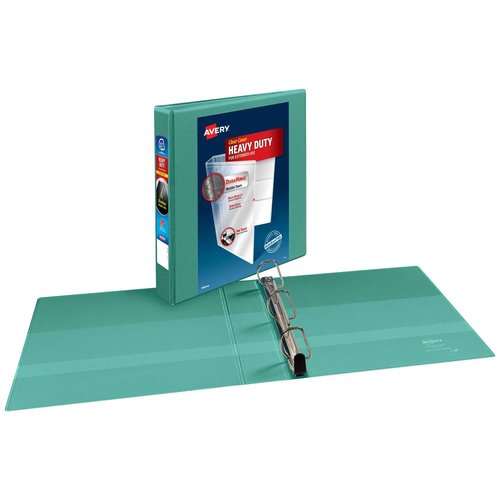 Avery Heavy-Duty View 3 Ring Binder, 1.5 Inch EZD Rings, Great for Portfolios, Office, School Notebooks, and More, 4 Mint Binders (4-Pack of 79271)