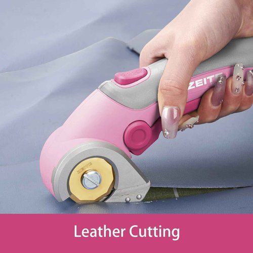 ZEITE 4V Cordless Scissors,Electric Cardboard Box Cutter with Titanium Coated HSS Blades,Pink