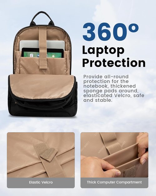 LOVEVOOK Laptop Backpack - 17.3 Inch Business Purse with Large Capacity | Stylish Black Daypack for Work & Travel