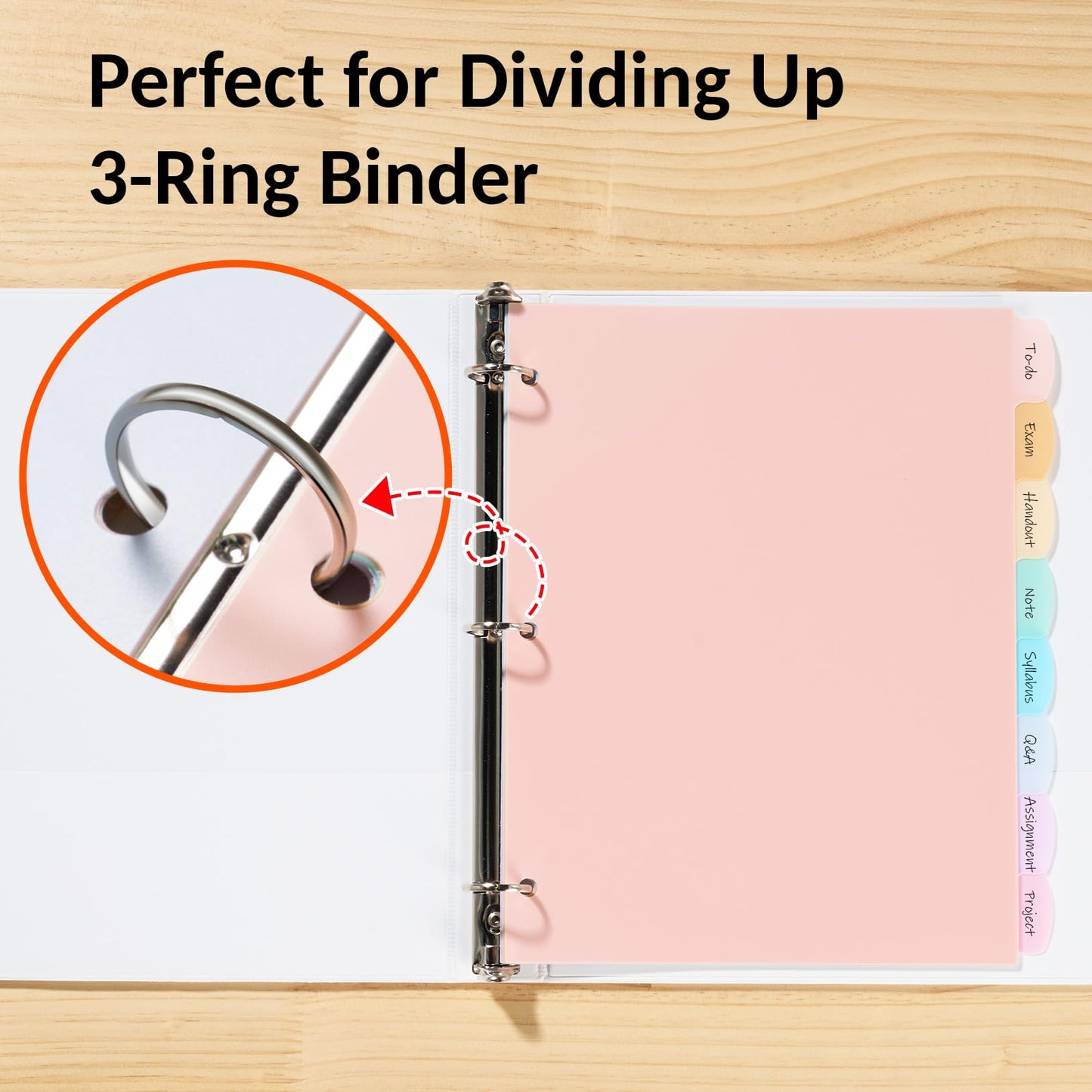 Sooez 8 Tabs Long-Lasting Plastic Write & Erase Large Tabs Dividers for 3 Ring Binder, Aesthetic Cute Pastels Binder Dividers for Student, Teacher, Office, Home Organizers, 1 Set, Dusty Color