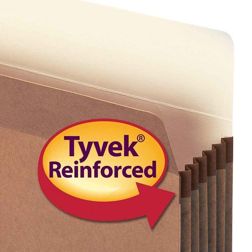 Smead File Pocket, Straight-Cut Tab, 5-1/4" Expansion, Letter Size, Redrope, 20 per Box (73237)