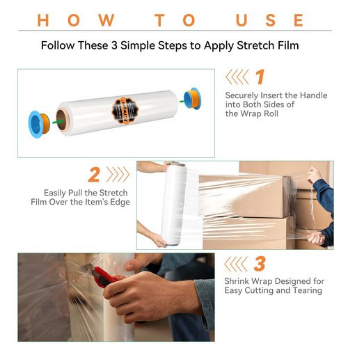 ADAYM Stretch/Shrink Wrap Roll 18" x 1500' - Industrial Plastic Wrap for Moving, Heavy Duty 80 Gauge, 600% Stretch for Packing, Pallets, Shipping&Furniture Protection-4 Rolls